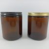 Frasco vidrio ámbar 250ml tapa metal negra o dorada
