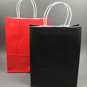 Bolsas de papel color roja o negra con asa 15 x 21