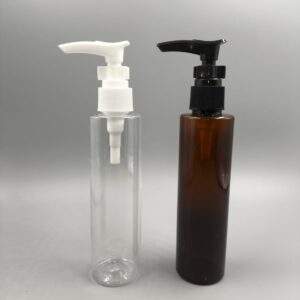 Envases de 100ml en PET transparente o ámbar modelo LONG HEAVEN con cremera dispensadora