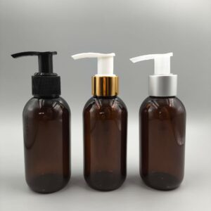 Envases de 125ml en PET ámbar modelo OMEGA con cremera dispensadora de plástico o metal