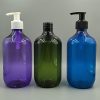 Envases de 500ml en PET Violeta, Ámbar, Verde o Azul modelo BODY con cremera dispensadora