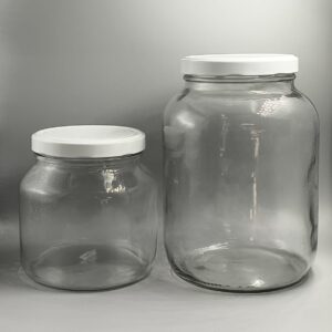 Frasco Bollón en vidrio de 1,5lts y 3lts con tapa de metal