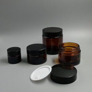 Potes de vidrio Ámbar tapa plástica negra 10ml, 30ml, 50ml y 100ml.