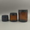 Pote vidrio Ámbar con tapa de METAL Negra 50ml, 100ml y 250ml.