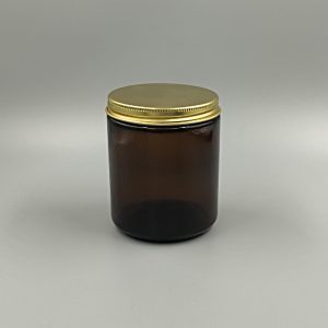 Pote vidrio 250ml con tapa de metal dorada