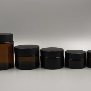 Potes de vidrio Ámbar tapa plástica negra 10ml, 20ml, 30ml, 50ml y 100ml.