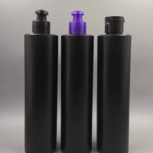 Envase 300ml modelo SAFIRA Negro con Tapa Push Pull o Flip Top