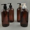 Envases de 500ml en Pet ámbar modelo OMEGA con cremera dispensadora plástica y de metal