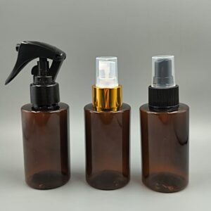 Envases de 100ml en PET ámbar modelo HEAVEN Ambar con spray o minigatillo spray