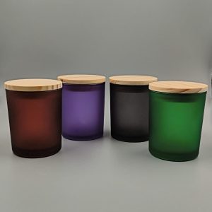 Vaso 200ml Esmerilados en colores con tapa de madera
