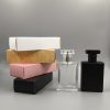 Frasco de Perfume 50ml (lUXURY) Transparente o Negro + estuche de cartón Blanco, Negro, Rosado o Kraft