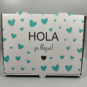 CAJA HOLA - corazones verdes- Medidas 24 x 18 x 6,5