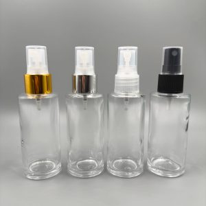 Frasco de vidrio 50ml Transparente con SPRAY en Plástico o Metal