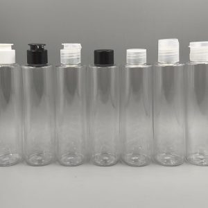 Envases de 100ml en PET modelo LONG con diferentes opciones de tapas