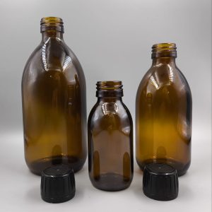 Botella en vidrio línea Curva de 100ml, 250ml y 500ml con Tapa
