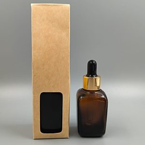 Serum modelo Glass cuadrado Ámbar en 30ml y  50ml + caja packaging