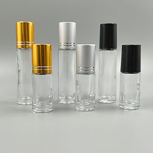 Roll on en vidrio transparente 5ml y 10ml tapas de colores