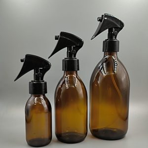 Botella en vidrio modelo CURVO 100ml, 250ml y 500ml con Minigatillo negro